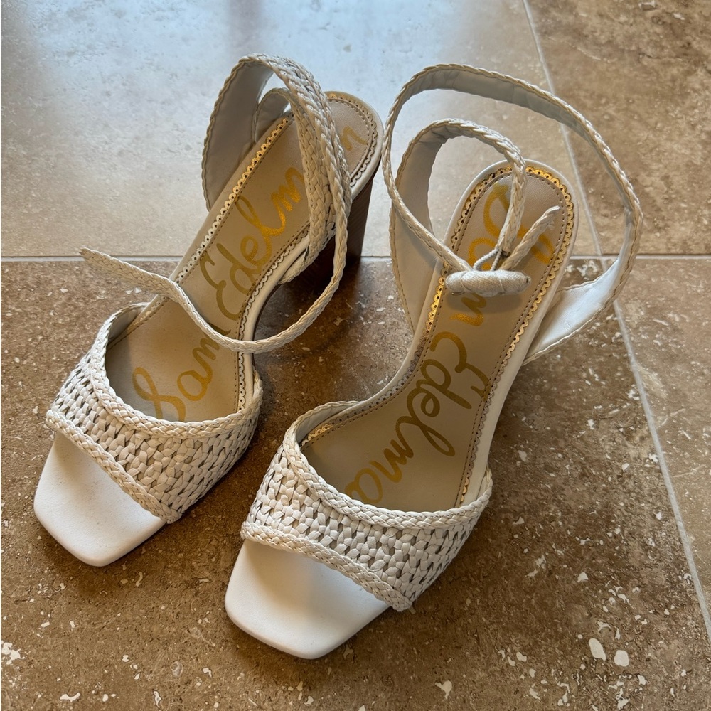 Sam Edelman Women's Cream Woven Heels